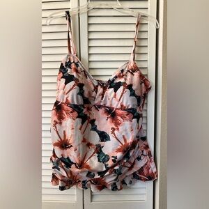 HILOR WOMENS 20 TANKINI TOP RETRO RUCHED WITH RUFFLE HEM